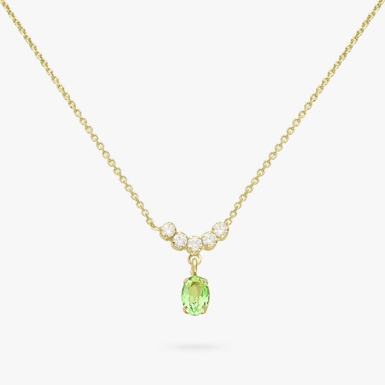 Revere gold plated necklace green crystal cubic zirconia (British brand)