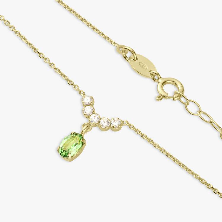 Revere gold plated necklace green crystal cubic zirconia (British brand)