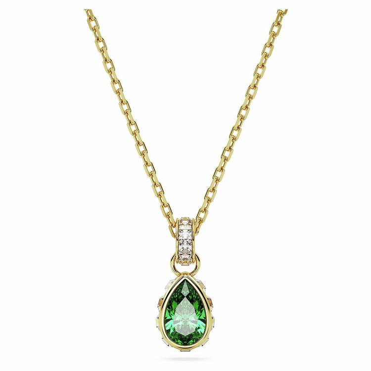 Swarovski gold-tone plated green stone pendant necklace, UK version