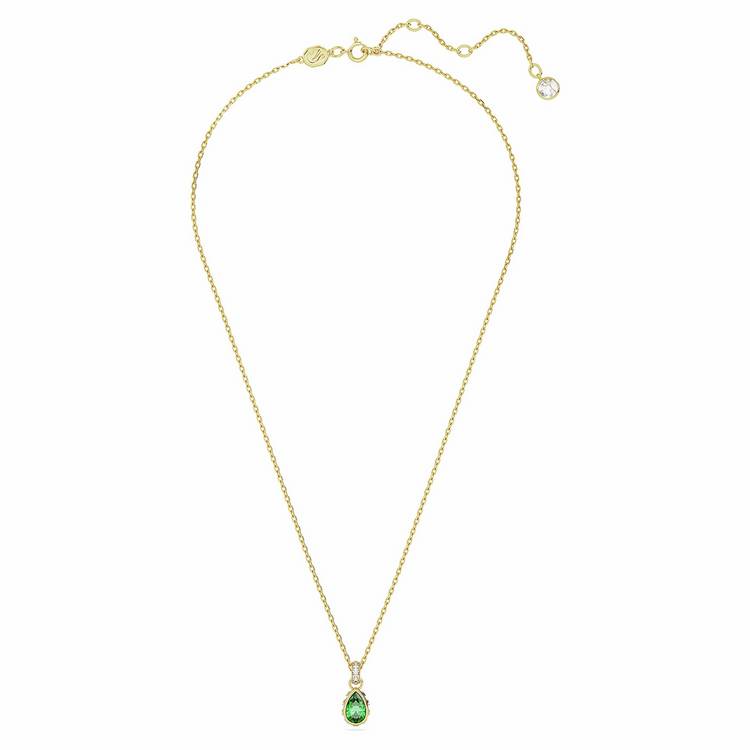 Swarovski gold-tone plated green stone pendant necklace, UK version