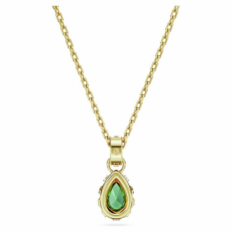 Swarovski gold-tone plated green stone pendant necklace, UK version