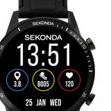 Sekonda Active Go smartwatch black silicone strap, imported from the UK