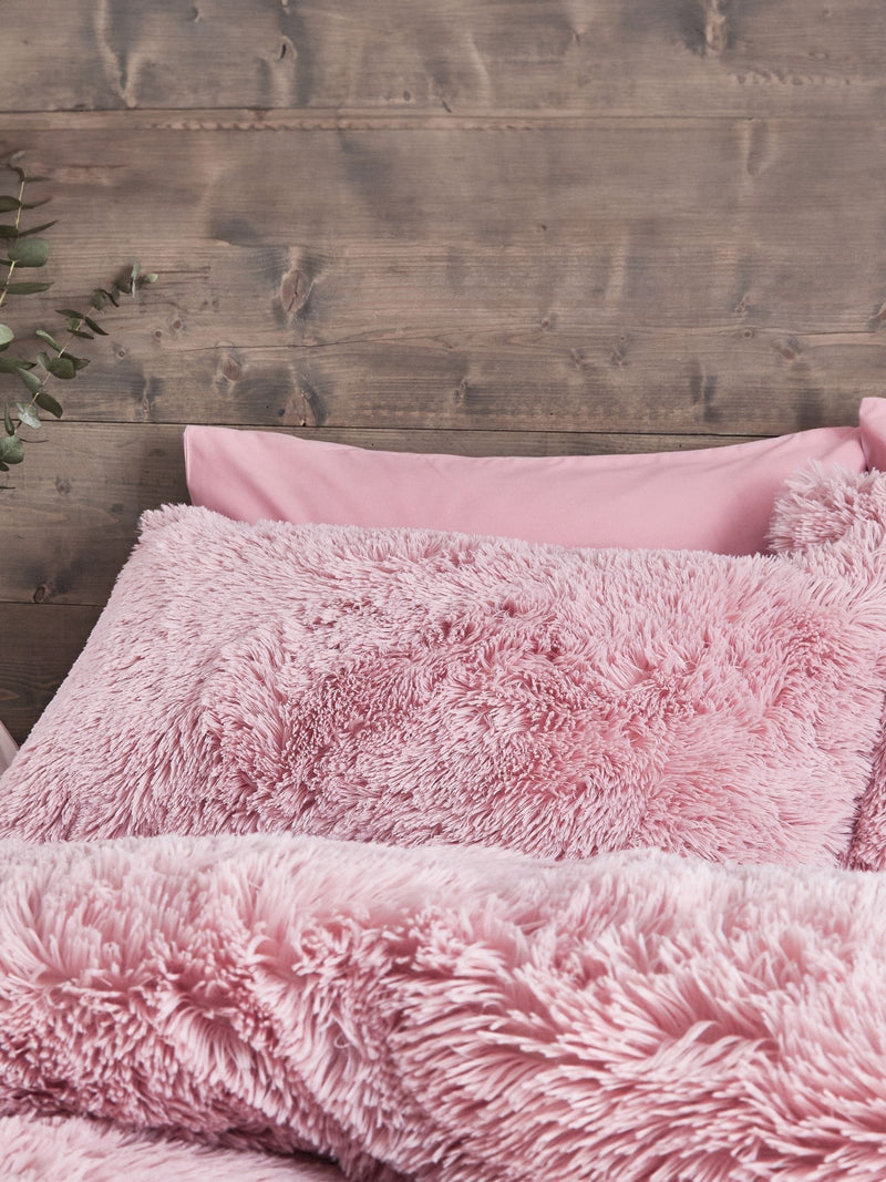 Catherine Lansfield Pink So Soft Cuddly Deep Pile Duvet Cover and Pillowcase Set - British product