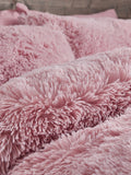 Catherine Lansfield Pink So Soft Cuddly Deep Pile Duvet Cover and Pillowcase Set