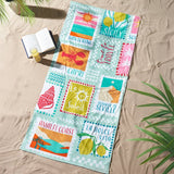 Catherine Lansfield Postcards beach towel 160x76cm sage green, UK version