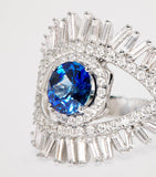 Suzanne Kalan evil eye ring white gold diamond sapphire 6.5 (British brand)