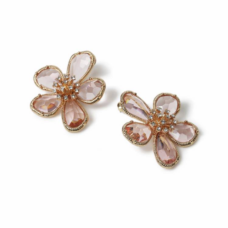 Freedom pink crystal flower stud earrings (British brand)