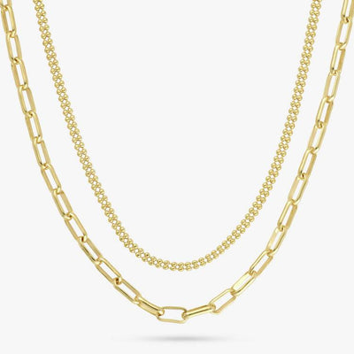 Argos Revere 9ct Gold Plated Silver Multi Layered Chain Necklace 46cm- Buy online at McGrocer