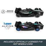 Hot Wheels Formula 1 Grid Start track set with two die-cast cars, UK version