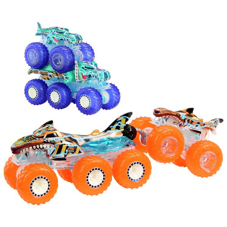 Hot Wheels Monster Trucks multipack Tiger Shark and Mega-Wrex 1:64 scale, UK version
