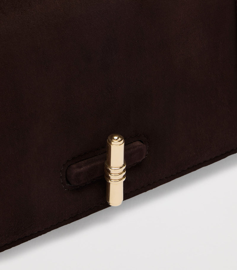 Malone Souliers suede May clutch bag, imported from the UK