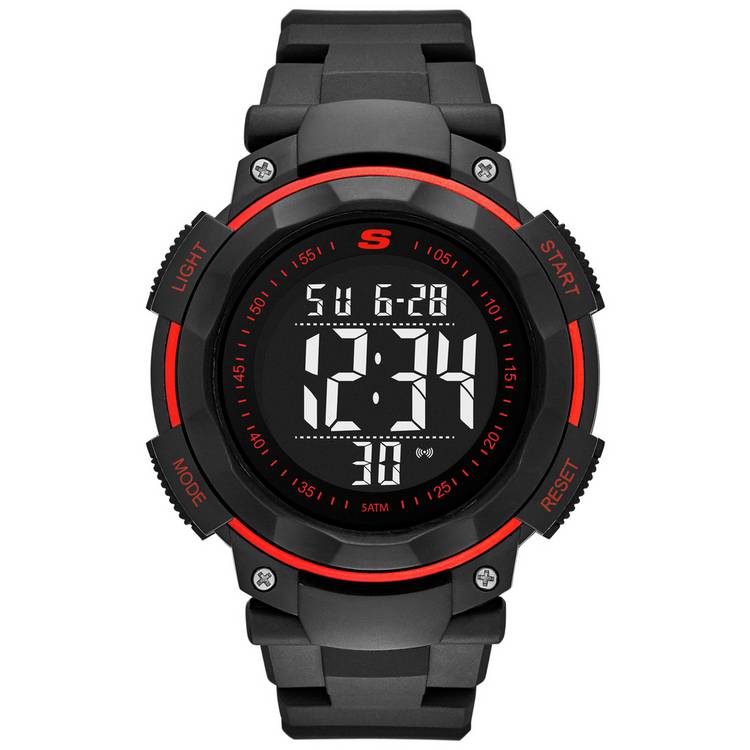 Skechers Ruhland black strap digital chronograph watch (British brand)