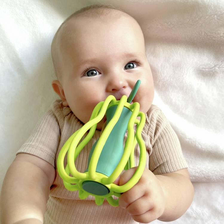 RazBaby pear silicone rattle and teether toy - British product
