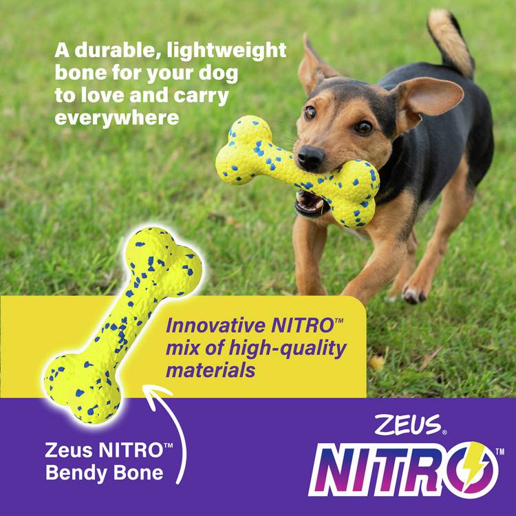 Zeus Bendy Bone dog toy 16cm, imported from the UK