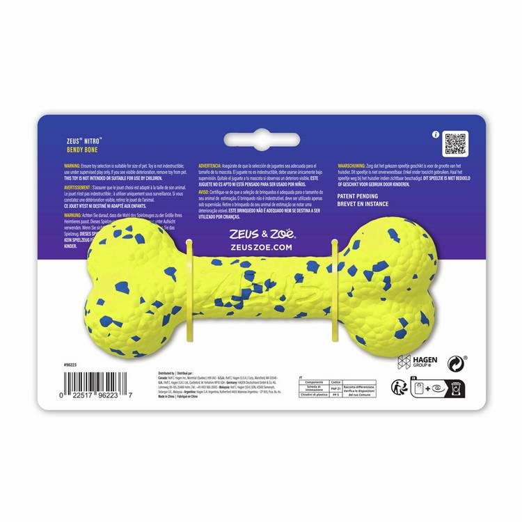 Zeus Bendy Bone dog toy 16cm, imported from the UK