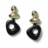 Freedom black and gold mismatch drop earrings 40mm, UK version