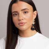 Freedom black and gold mismatch drop earrings 40mm, UK version