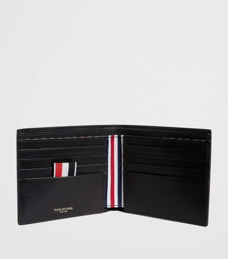 Thom Browne leather bifold wallet with tricolour lining, UK version