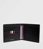 Thom Browne leather bifold wallet with tricolour lining, UK version