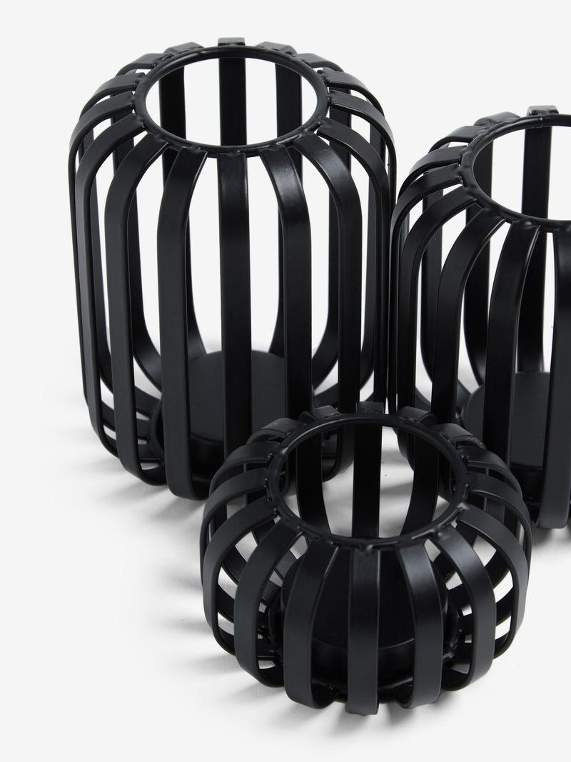 Set of 3 black wire tea light candle holders (British brand)