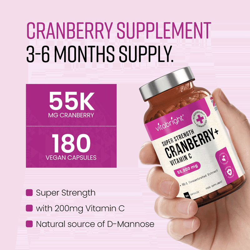 VitaBright Super Strength cranberry capsules 180 count (British brand)