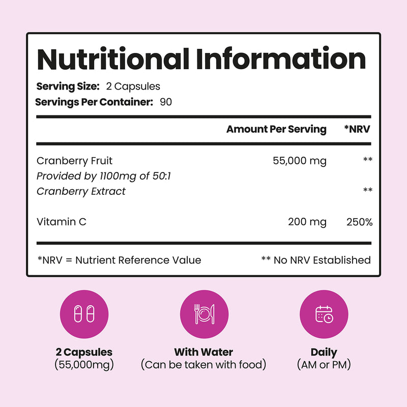 VitaBright Super Strength cranberry capsules 180 count (British brand)