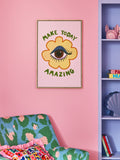 Eleanor Bowmer pink/yellow eye wall art - British product