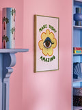 Eleanor Bowmer pink/yellow eye wall art - British product