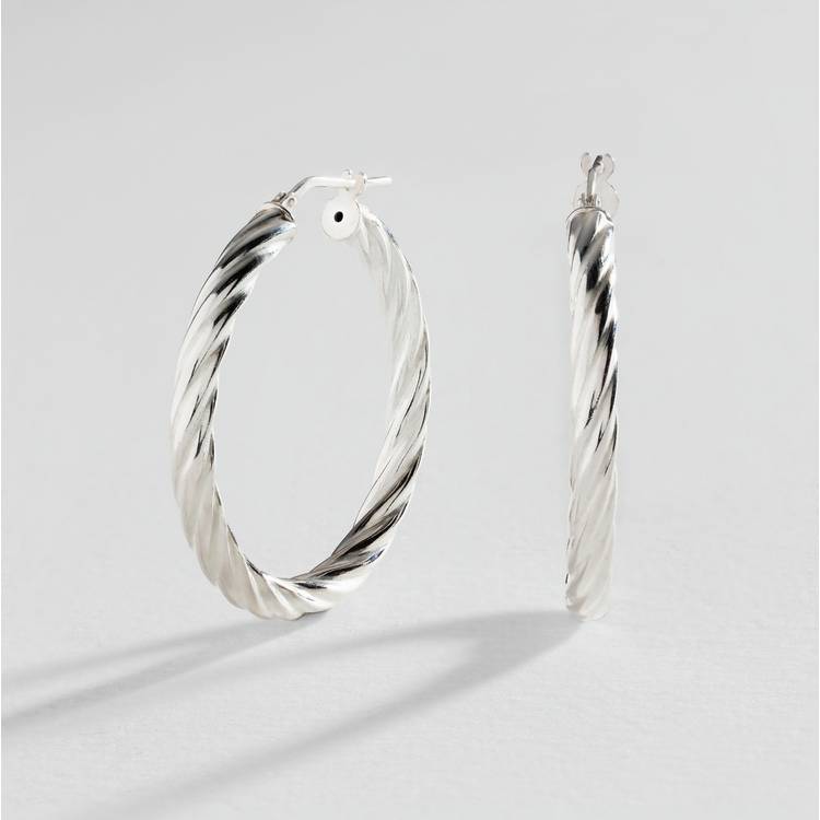 Revere Italian sterling silver twist hoop earrings (British brand)