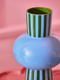 Eleanor Bowmer blue/green stripe ceramic vase 25cm height - British product