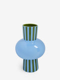 Eleanor Bowmer blue/green stripe ceramic vase 25cm height - British product