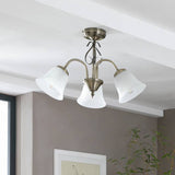 Argos Argos Home Elisa 3 Light Glass Ceiling Light - Antique Brass- Buy online at McGrocer