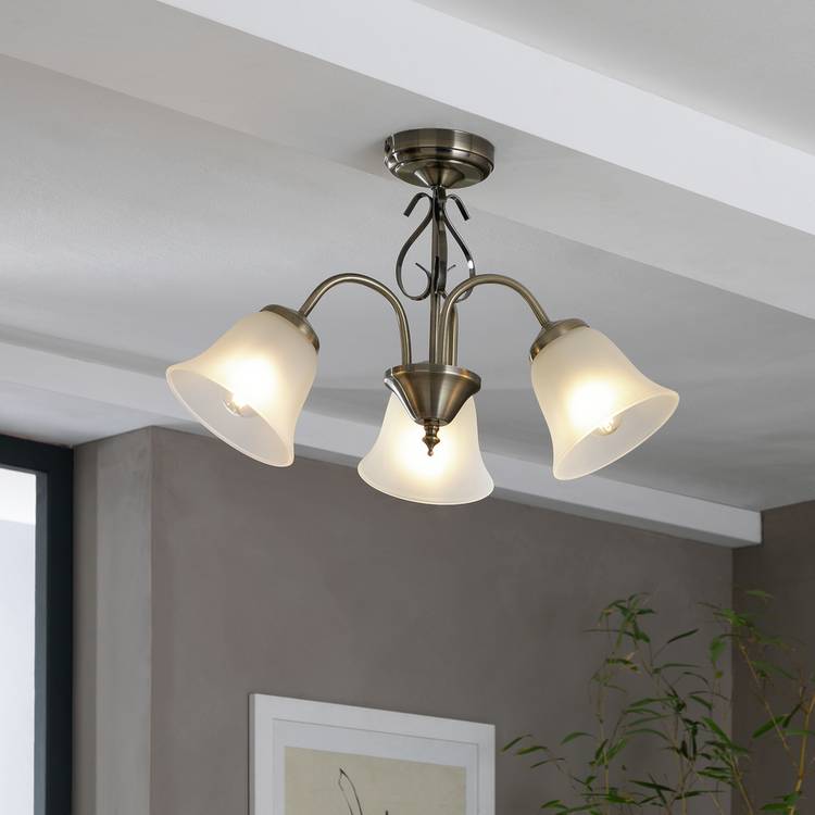 Argos Home Elisa three-light glass ceiling light antique brass, UK version
