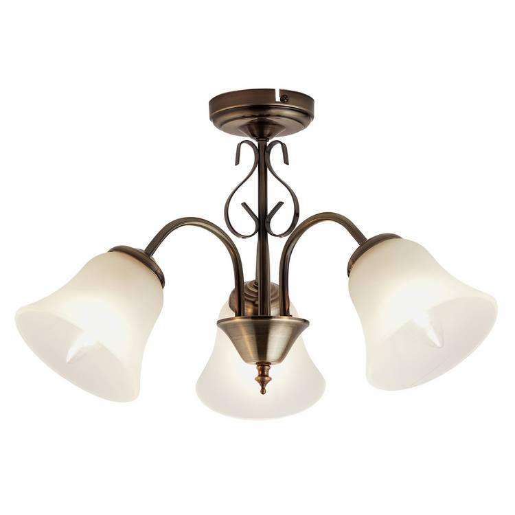 Argos Home Elisa three-light glass ceiling light antique brass, UK version