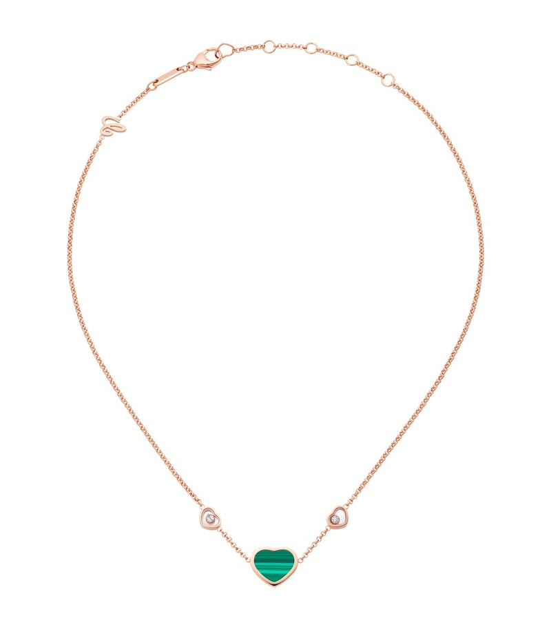 Chopard Happy Hearts necklace rose gold malachite diamonds, imported from the UK