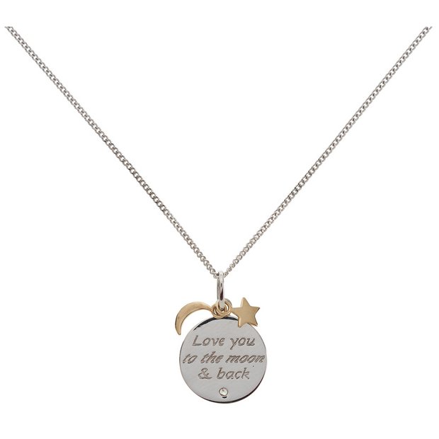 Moon & Back silver gold pendant with cubic zirconia, UK version