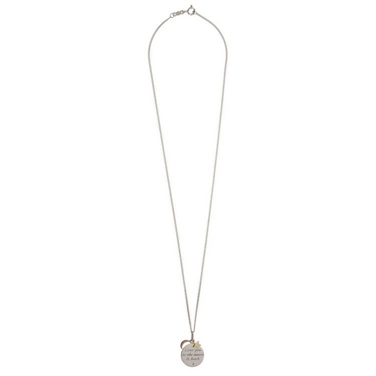 Moon & Back silver gold pendant with cubic zirconia, UK version