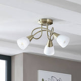 Argos Argos Home Curico 3 Light Glass Ceiling Light - Antique Brass- Buy online at McGrocer