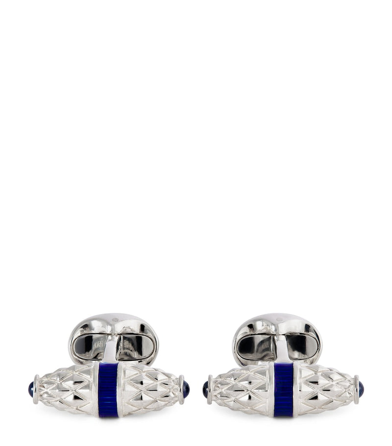 Deakin & Francis sterling silver sapphire cufflinks 0.8cm x 2.4cm (British brand)