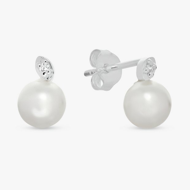 Revere sterling silver pearl stud earrings - British product
