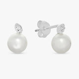 Argos Revere Sterling Silver Pearl Stud Earrings with Cubic Zirconia Accent- Buy online at McGrocer