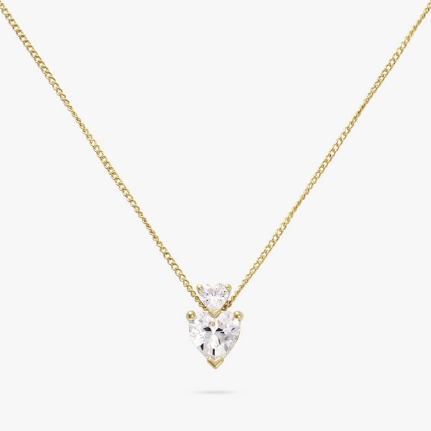 Revere double heart pendant necklace 9ct gold plated silver, UK version