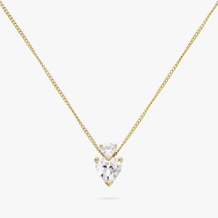 Revere double heart pendant necklace 9ct gold plated silver, UK version