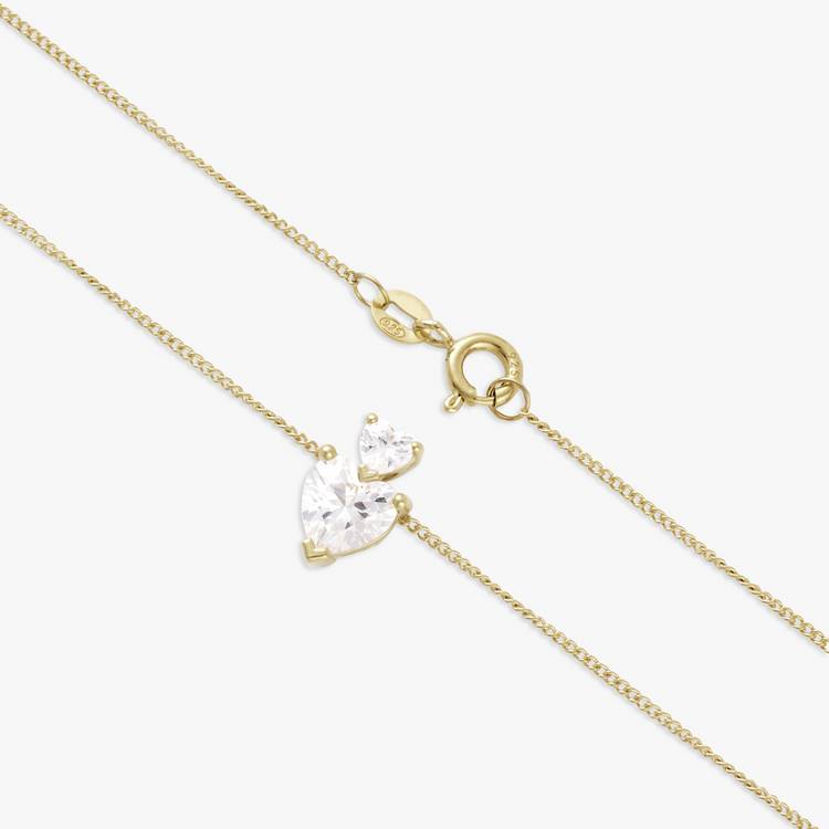 Revere double heart pendant necklace 9ct gold plated silver, UK version