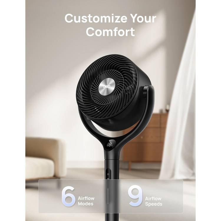 Dreo TurboPoly 362 black pedestal fan (British brand)