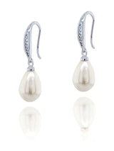 Ivory & Co Silver Salford Crystal and Pearl Drop Earrings 2.8cm Drop