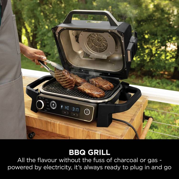 Ninja Electric BBQ Grill and Smoker Grey with cover (British brand)