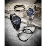 Armani Exchange leather and stainless steel bracelet with magnetic closure (British brand)