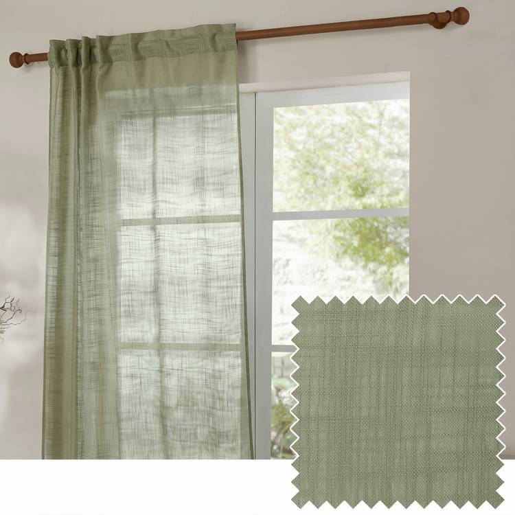 Yard Cirrus sheer voile tab top curtain green - British product