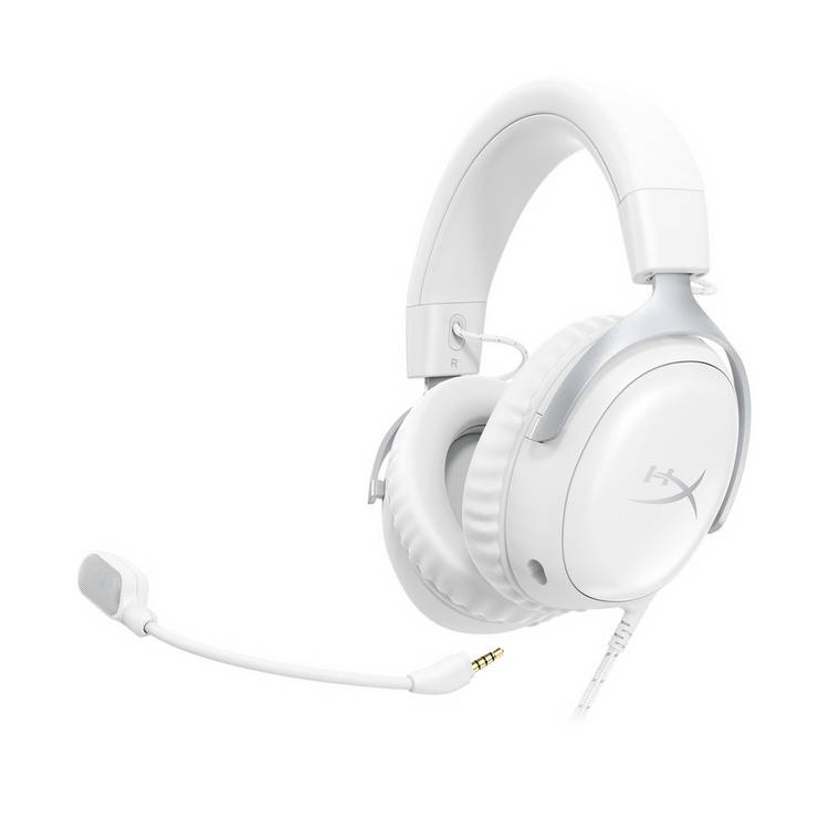 HyperX Cloud III wired gaming headset in white, UK version